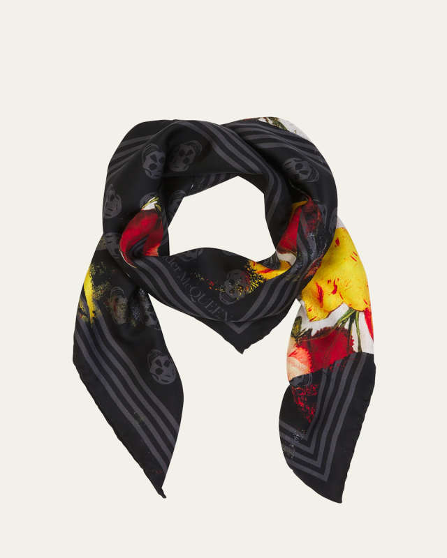 Dutch Flora Biker Silk Square Scarf